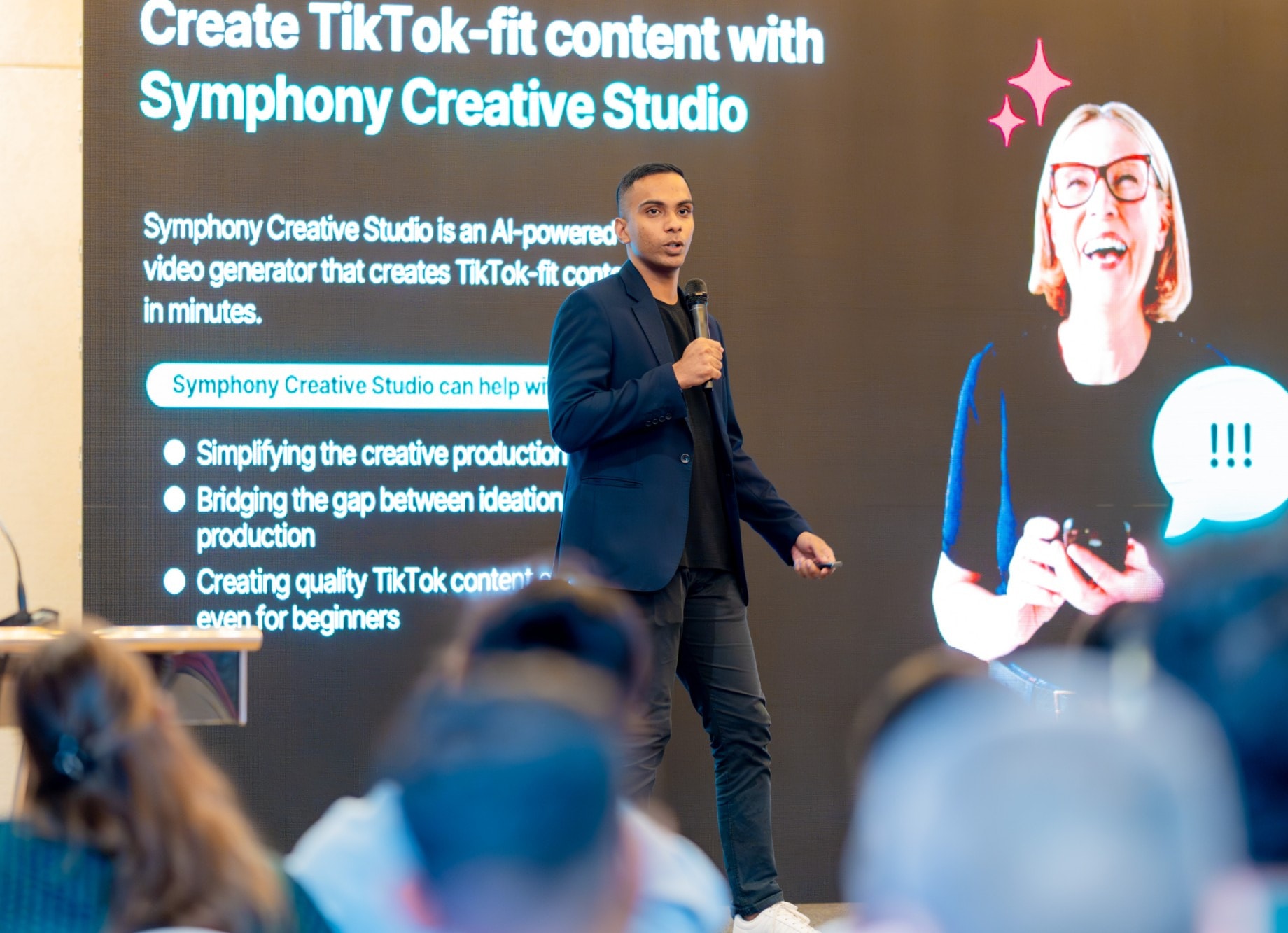 Rimzan Faiz speaking on stage at TikTok Accelerate